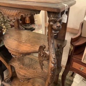 Spectacular Antique Carved Walnut Italian Winged Griffin Etagere