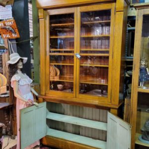 Backbar Companion Piece 9'3" Antique Oak Tobacco Liquor Cabinet Chamfered Doors