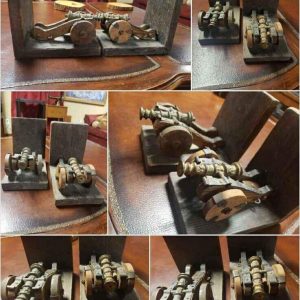 Antique Cannons Set! Wood, Metal, Handmade Rustic Farmhouse Decor! Great Display