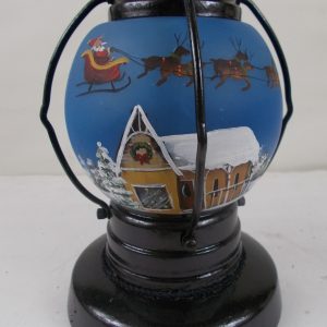 Lantern with Lights Hand Painted Primitive Folk Art Christmas Santa RJPE