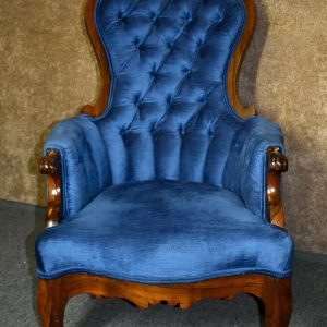 Antique Carved Victorian Renaissance Revival Rosewood Tufted Sitting Chair