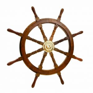36 Inch Big Ship Steering Wheel Wooden Antique Teak Brass Nautical Pirate Ship's