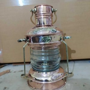 Copper & Brass Anchor Oil Lamp Maritime Ship Lantern Boat Light 10"