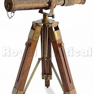 Antique Brass Telescope 2" Lens Nautical Spyglass and Wooden Stand Free Shipping