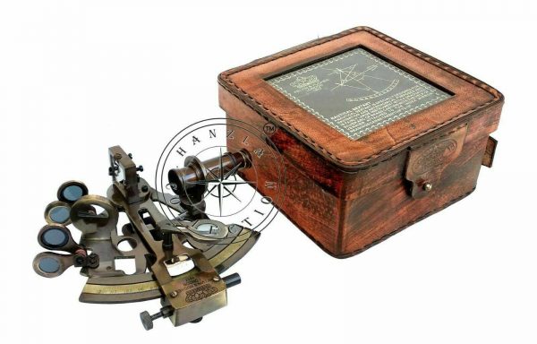 RARE NEW Brass Sextant Nautical Brass Sextant Working Marine Vintage/Leather Box