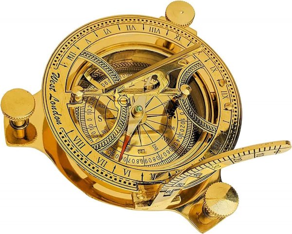 Vintage London west maritime antique SUNDIAL COMPASS brass nautical Christmas Gi